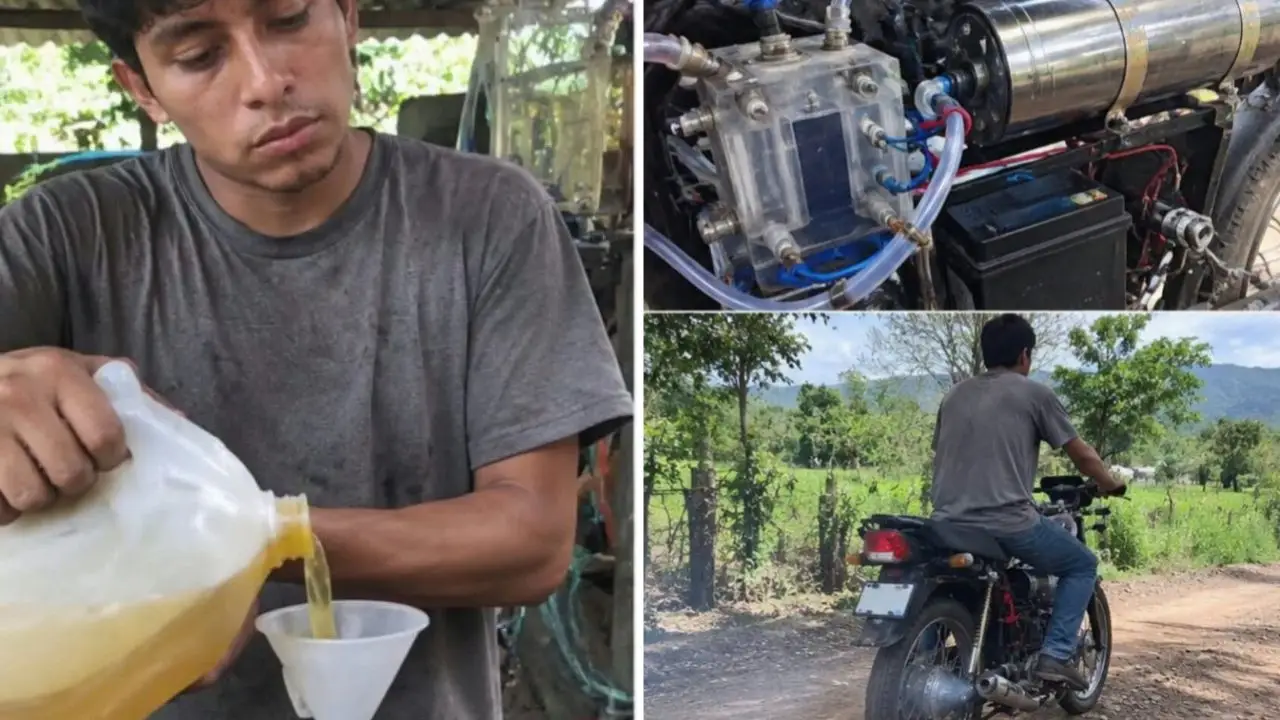 Motocicleta con gasolina de orina