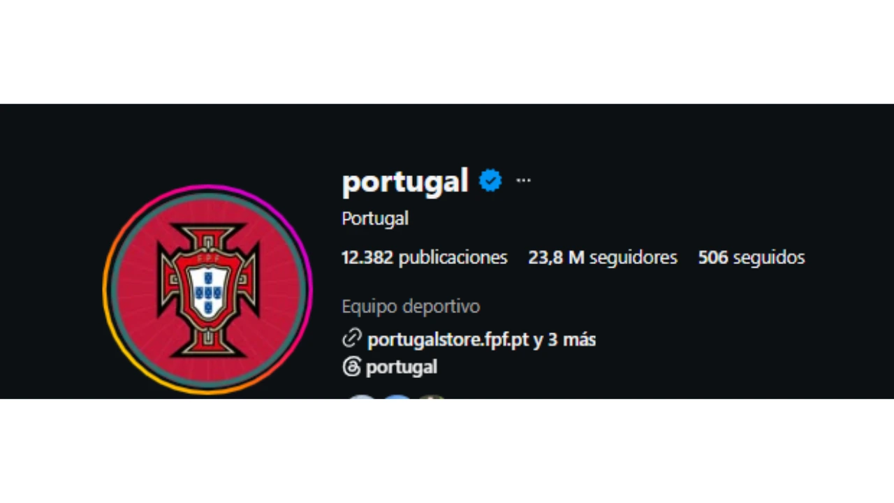 Captura de pantalla de la cuenta de Instagram de la selección de Portugal.