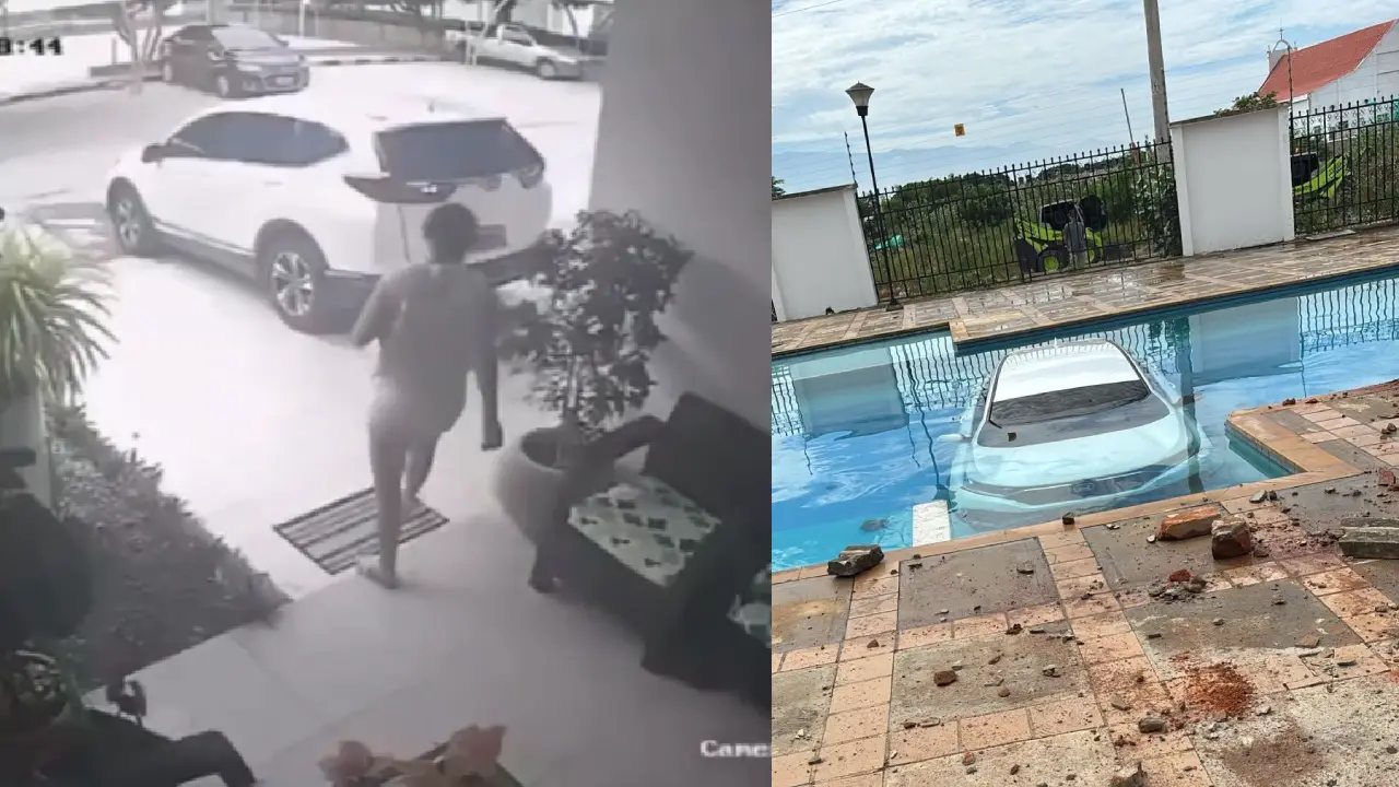 Imagen Principal de Nota: Camioneta termina dentro de una piscina: conductor confundió los pedales