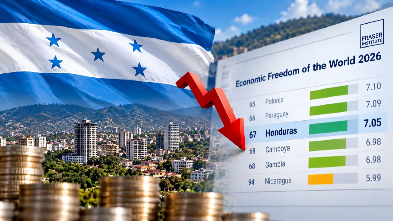 Honduras retrocede tres puestos en el Índice de Libertad Económica 2026 Imagen de Honduras retrocede tres puestos en el Índice de Libertad Económica 2026