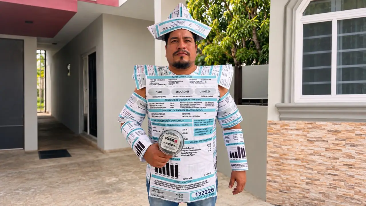 Miedo de verdad: hondureño se disfraza de recibo de energía eléctrica para Halloween Imagen de Miedo de verdad: hondureño se disfraza de recibo de energía eléctrica para Halloween