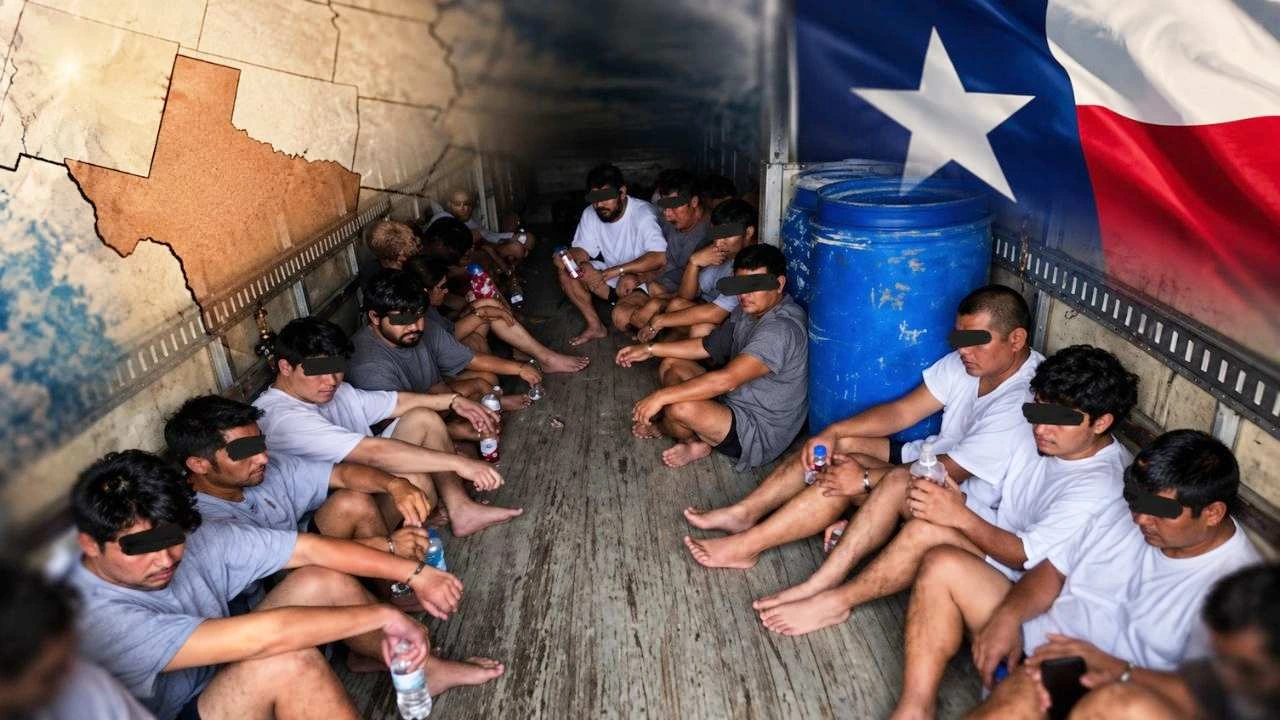 Escondidos para llegar a EE. UU.: 21 migrantes dentro de un camión Imagen de Escondidos para llegar a EE. UU.: 21 migrantes dentro de un camión