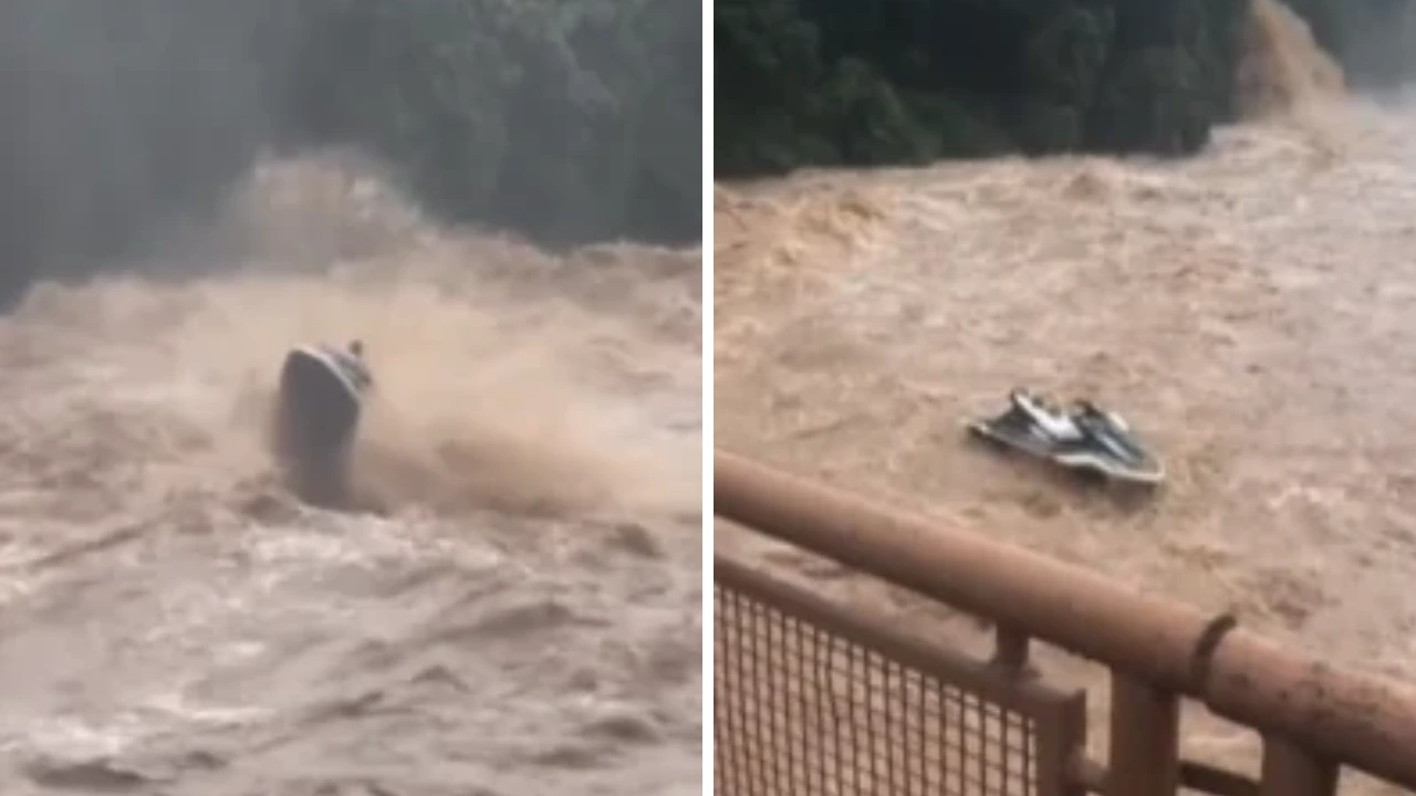 ¡Irresponsable! Hombre maneja moto de agua en río crecido, cae y el vehículo se le va Imagen de ¡Irresponsable! Hombre maneja moto de agua en río crecido, cae y el vehículo se le va