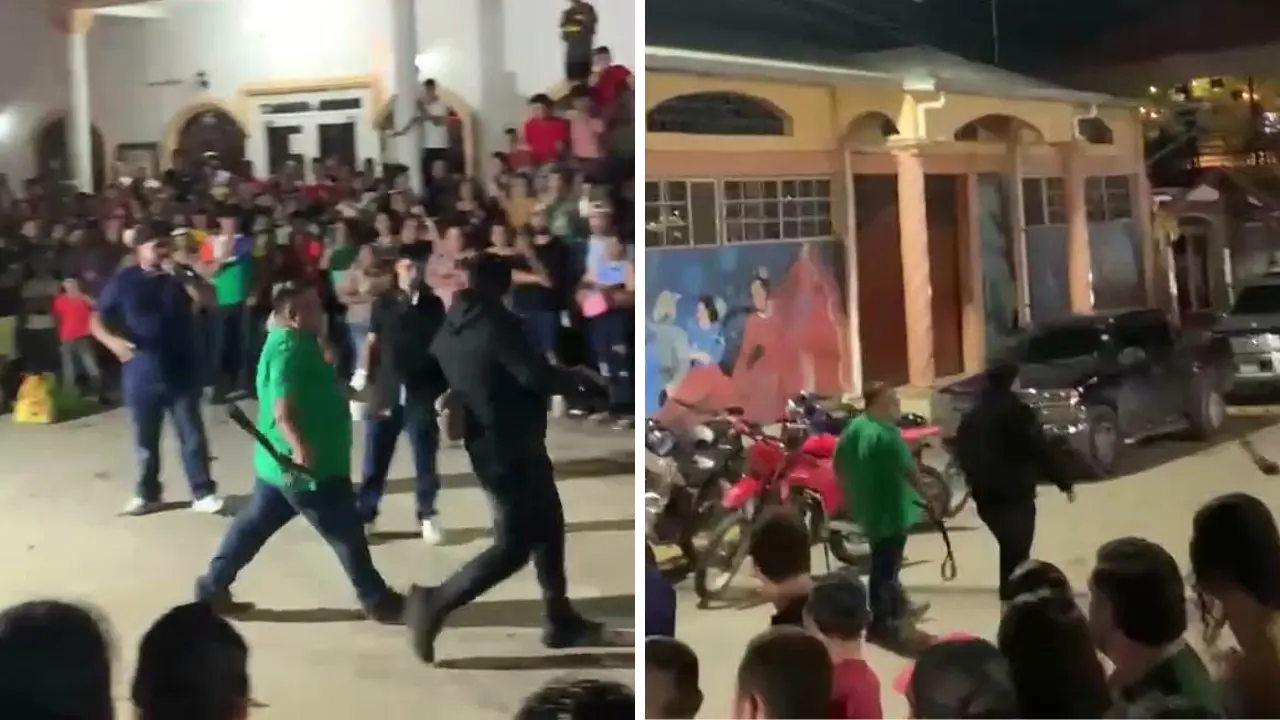 ¡Con faja en mano! Padre saca a su hijo de una feria en Azacualpa Imagen de ¡Con faja en mano! Padre saca a su hijo de una feria en Azacualpa