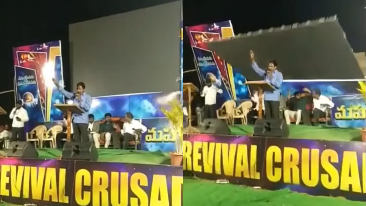 Viralizan video del momento en que pantalla gigante cae sobre pastor Imagen de Viralizan video del momento en que pantalla gigante cae sobre pastor