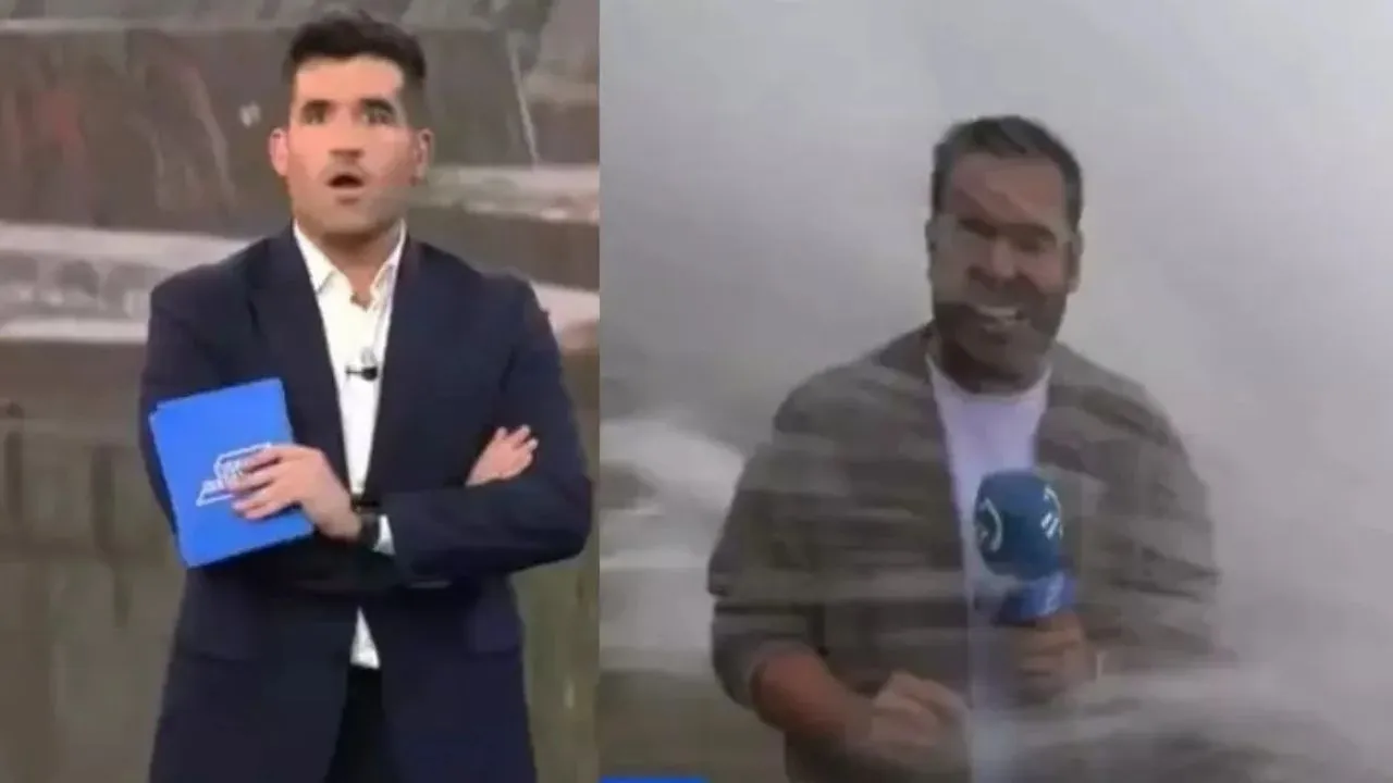 Video: Periodista recibe impacto de ola gigante en plena transmisión en vivo Imagen de Video: Periodista recibe impacto de ola gigante en plena transmisión en vivo