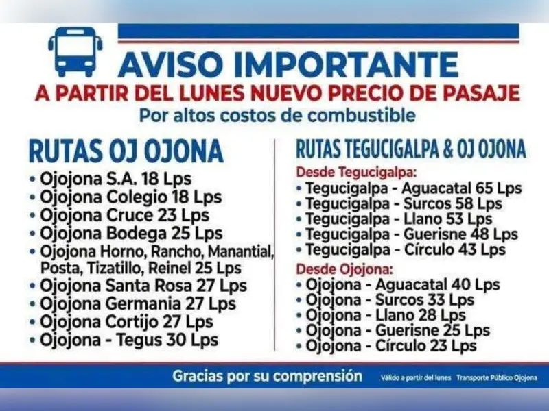 Incremento pasaje de buses
