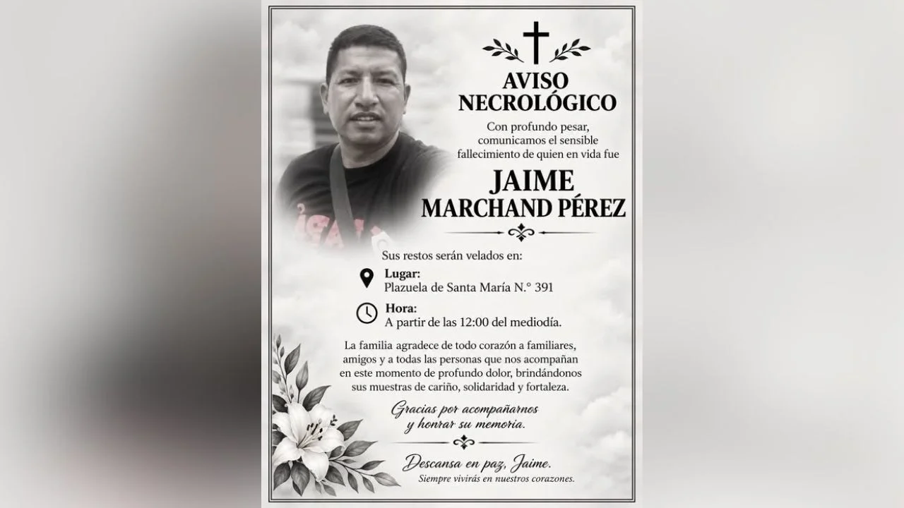 Aviso necrológico de Jaime Marchand Pérez.