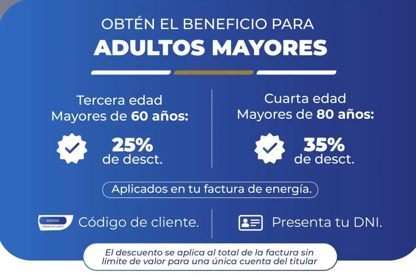 Solicitar descuento de la tercera edad en factura de la ENEE