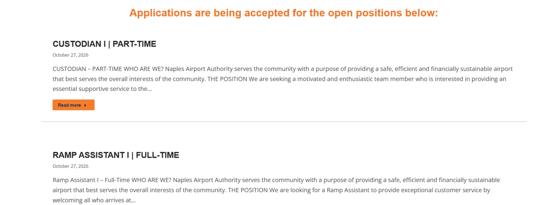Vacantes en aeropuertos de Estados Unidos